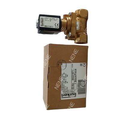BURKERT Manual Override Solenoid Valve 00221962 Type 6281 G1 1/4 2/2 NC Brass Valve Body NBR Seal 25.0 Orifice DC24V 8W 0.2-16bar