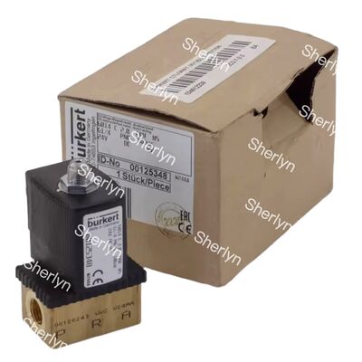 Burkert 00134240 솔레노이드 밸브 6013 직접 작동 G1/8 2/2 NC 2.5mm 오리피스 FKM 씰 황동 본체 24VDC 8W 0-10bar