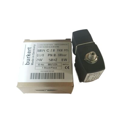 버커트 00125301 산업용 솔레노이드 밸브, G1/4 인치 포트, 3.0 유량 오리피스, FKM 씰 황동 하우징, 24V DC 전원 8W, 0~6bar 저압 적용