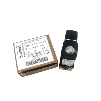 버커트 00125301 산업용 솔레노이드 밸브, G1/4 인치 포트, 3.0 유량 오리피스, FKM 씰 황동 하우징, 24V DC 전원 8W, 0~6bar 저압 적용