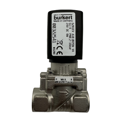 Burkert 타입 6281 대형 유량 서보 다이어프램 솔레노이드 밸브 00222022 00222023 00222024 G1 1/4 나사 2/2 NC 스테인리스 스틸 밸브 본체 EPDM 씰 25.0 유량 오리피스 8W 코일 DC24V/AC24V/AC220V