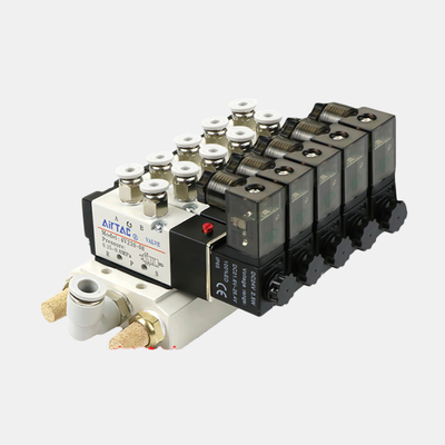 Airtac 4V310-08 다중 스테이션 솔레노이드 밸브 매니폴드 키트 2 / 3 / 4 / 5 / 6 포지션 통합 밸브 그룹 내부 다중 채널 공압 회로용