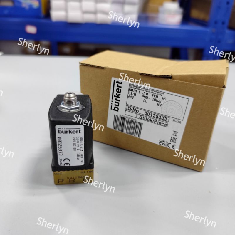 Burkert 00125334 2위치 3방향 솔레노이드 밸브 6014 시리즈 C 상시 폐쇄 G1/8 황동 밸브 바디