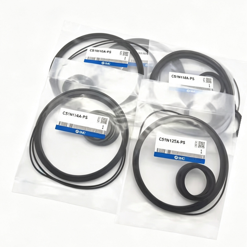 SMC Pneumatic Cylinder Service Kit CS1‐200A‐PS / CS2‐200A‐PS 정밀 크기의 밀폐 부품 고정 막대 및 피스톤 공기 누출 철강관 실린더 유지 보수
