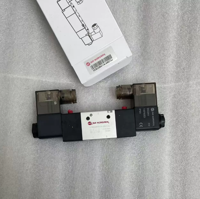 VCB22B411A-AB213J 노르그렌 G1/4 24VDC 스풀 타입 공압 방향 제어 밸브, 포장 기계용 예비 밸브