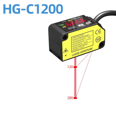 HG-C1200 가시광선 빨간색 레이저 변위 감지기 0.05% FS/°C 온도 안정성 광량 켜짐/꺼짐 선택 가능 모드 산업용 위치 테스트